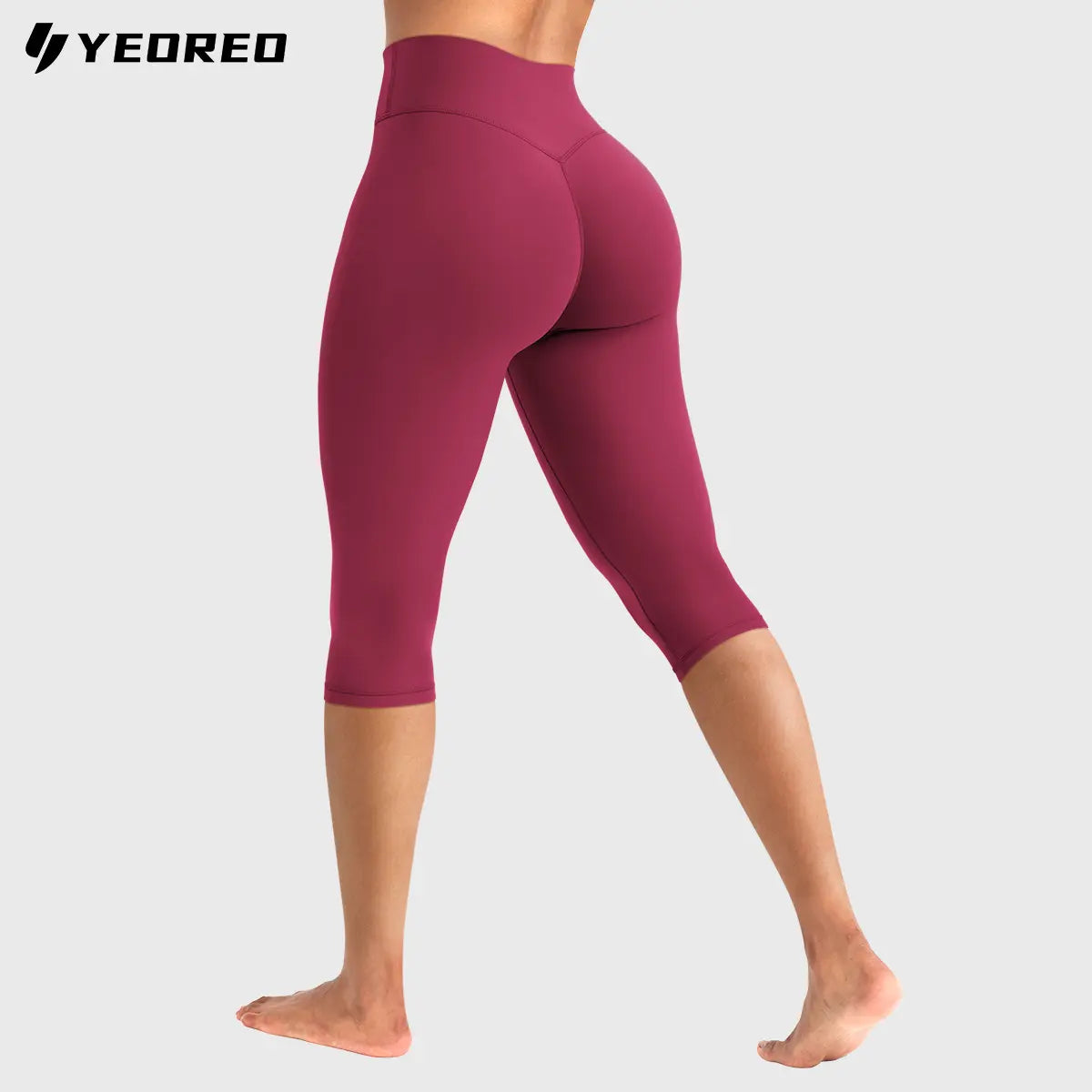 YEOREO Womens Workout Capri Leggings (Classic/Pocket Style) 15"/17"/19" Inseam No Front Seam High Waisted Scrunch Yoga Pants