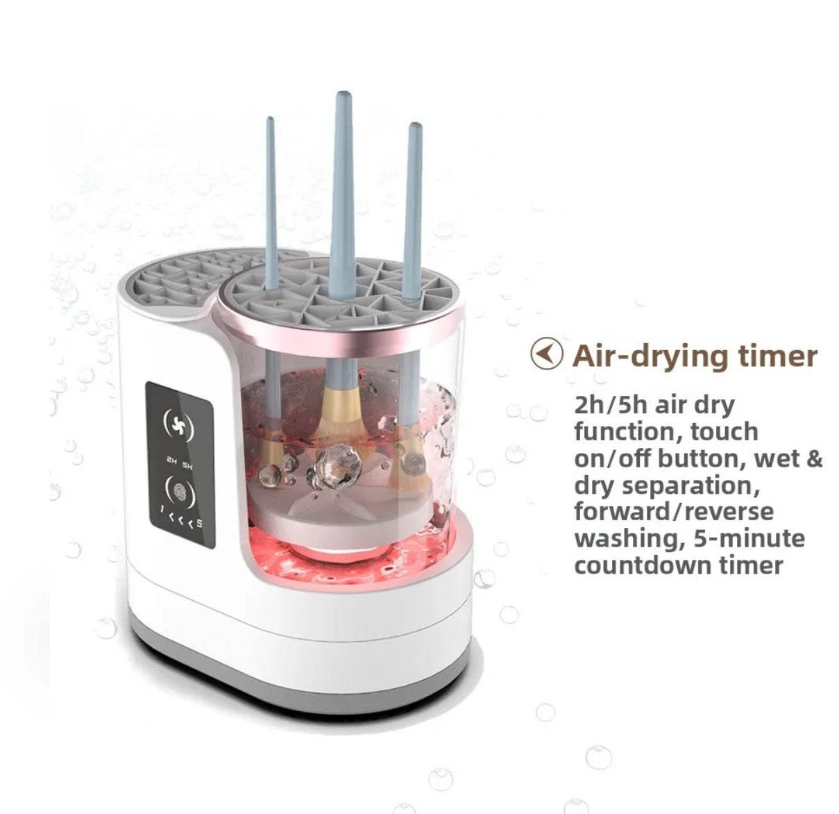 Automatic Rotating Makeup Brush Cleaner Machine Fast Drying Electric Rubber Collar Cosmetic Clean Tools