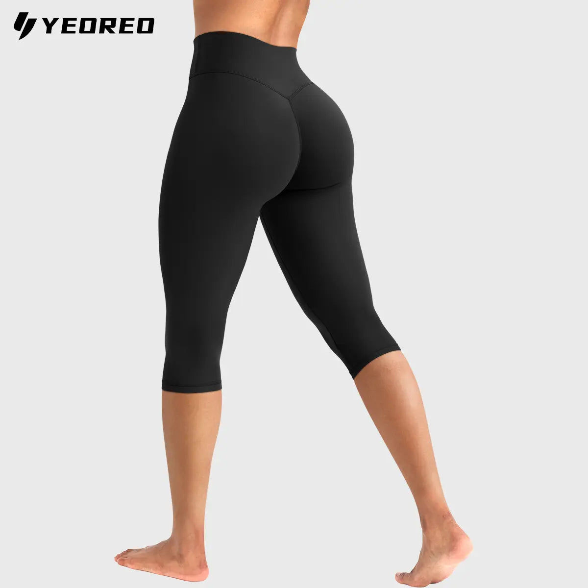 YEOREO Womens Workout Capri Leggings (Classic/Pocket Style) 15"/17"/19" Inseam No Front Seam High Waisted Scrunch Yoga Pants