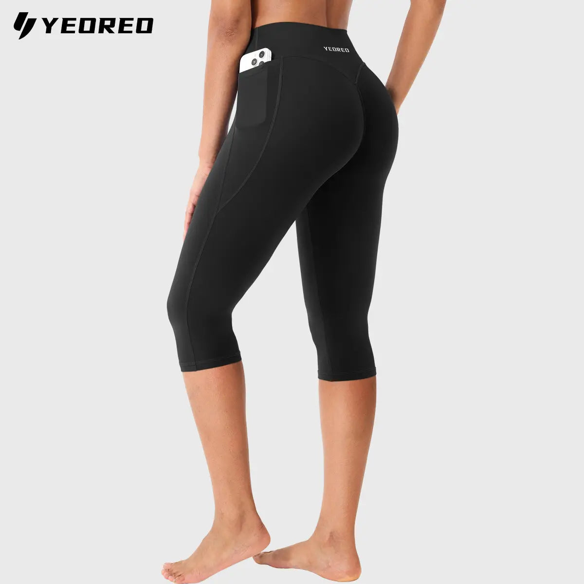 YEOREO Womens Workout Capri Leggings (Classic/Pocket Style) 15"/17"/19" Inseam No Front Seam High Waisted Scrunch Yoga Pants